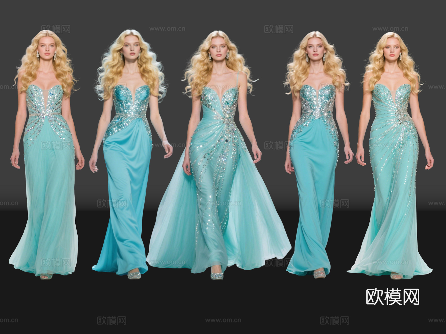 2D现代人物 T台走秀 时尚模特 晚礼服模特 现代美女su模型