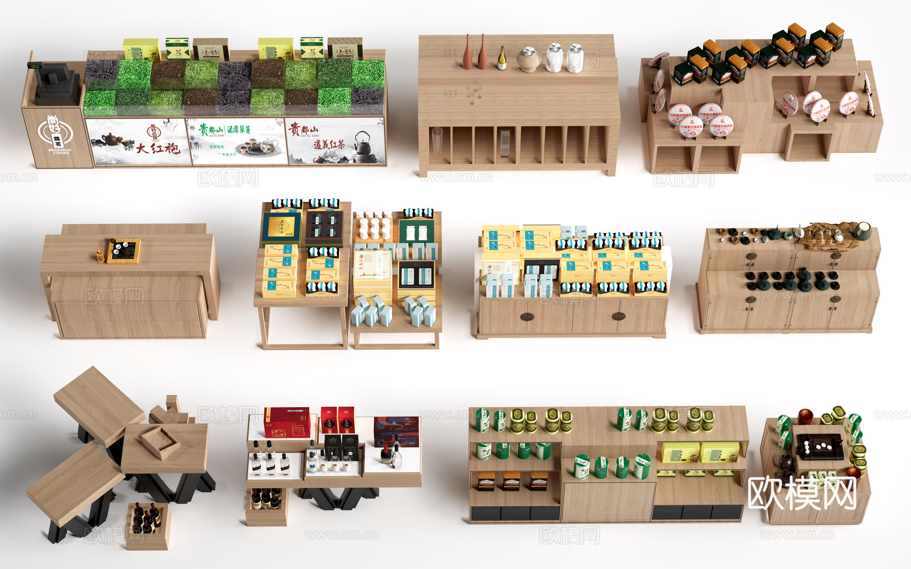 现代文创展台 文创展柜 文创展架 民俗小品su模型
