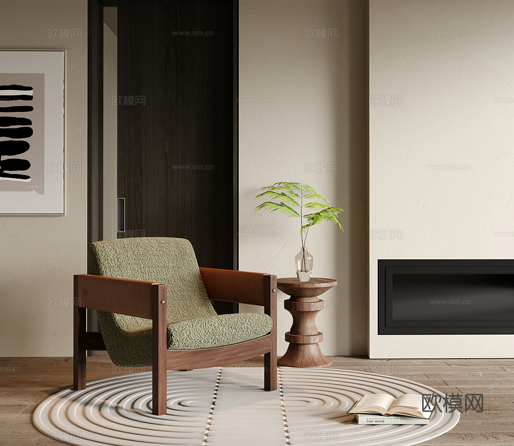 中古休闲椅 单人沙发 沙发椅su模型