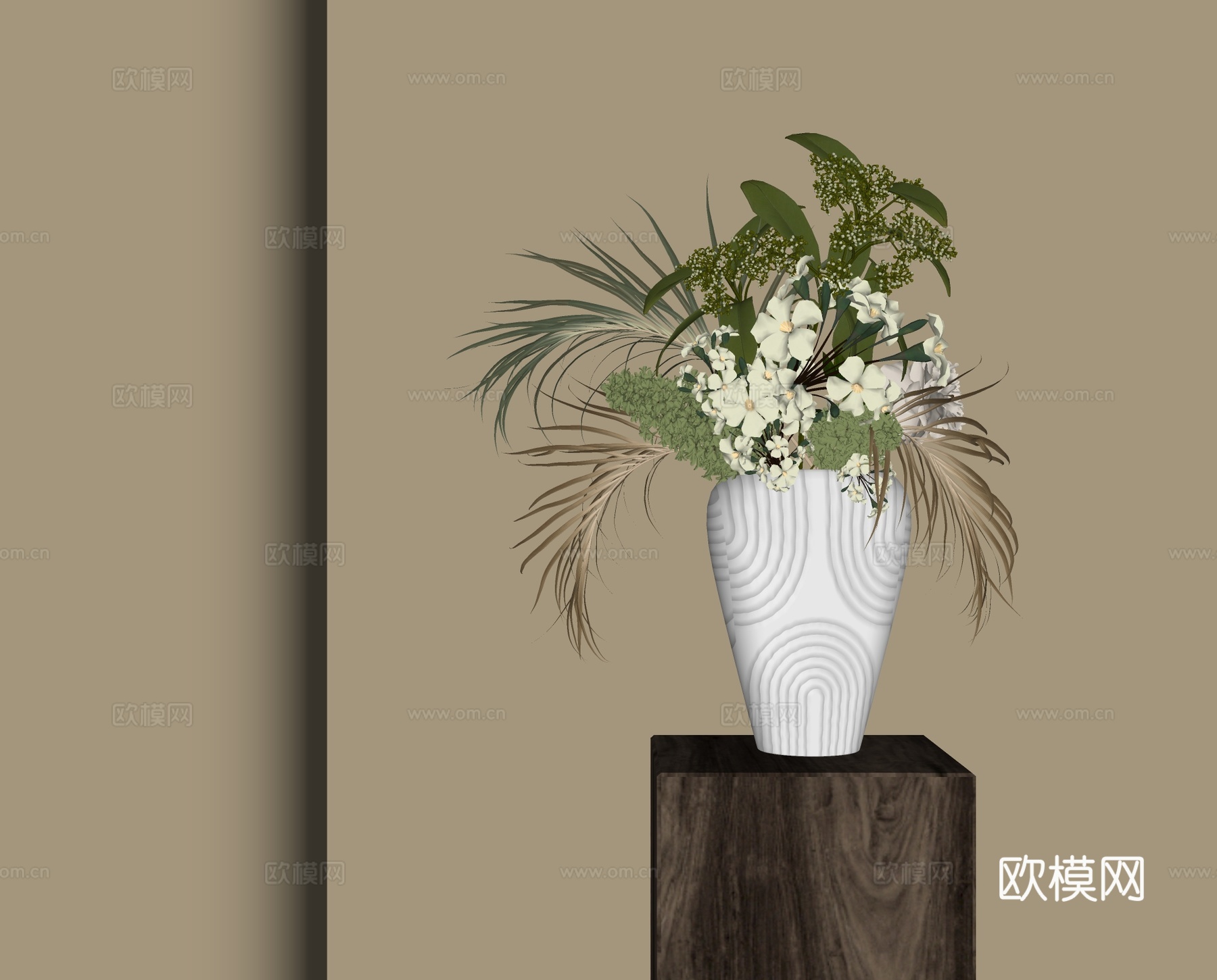 现代花瓶花艺插花su模型