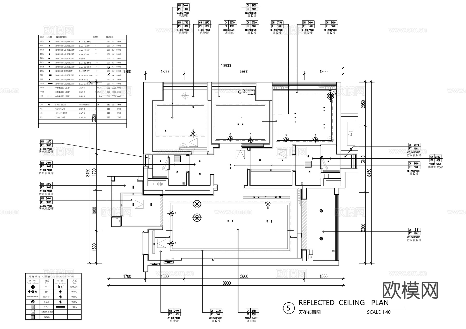 95㎡四居室家装全套施工图 CAD平层施工图 样板房公寓私宅cad施工图