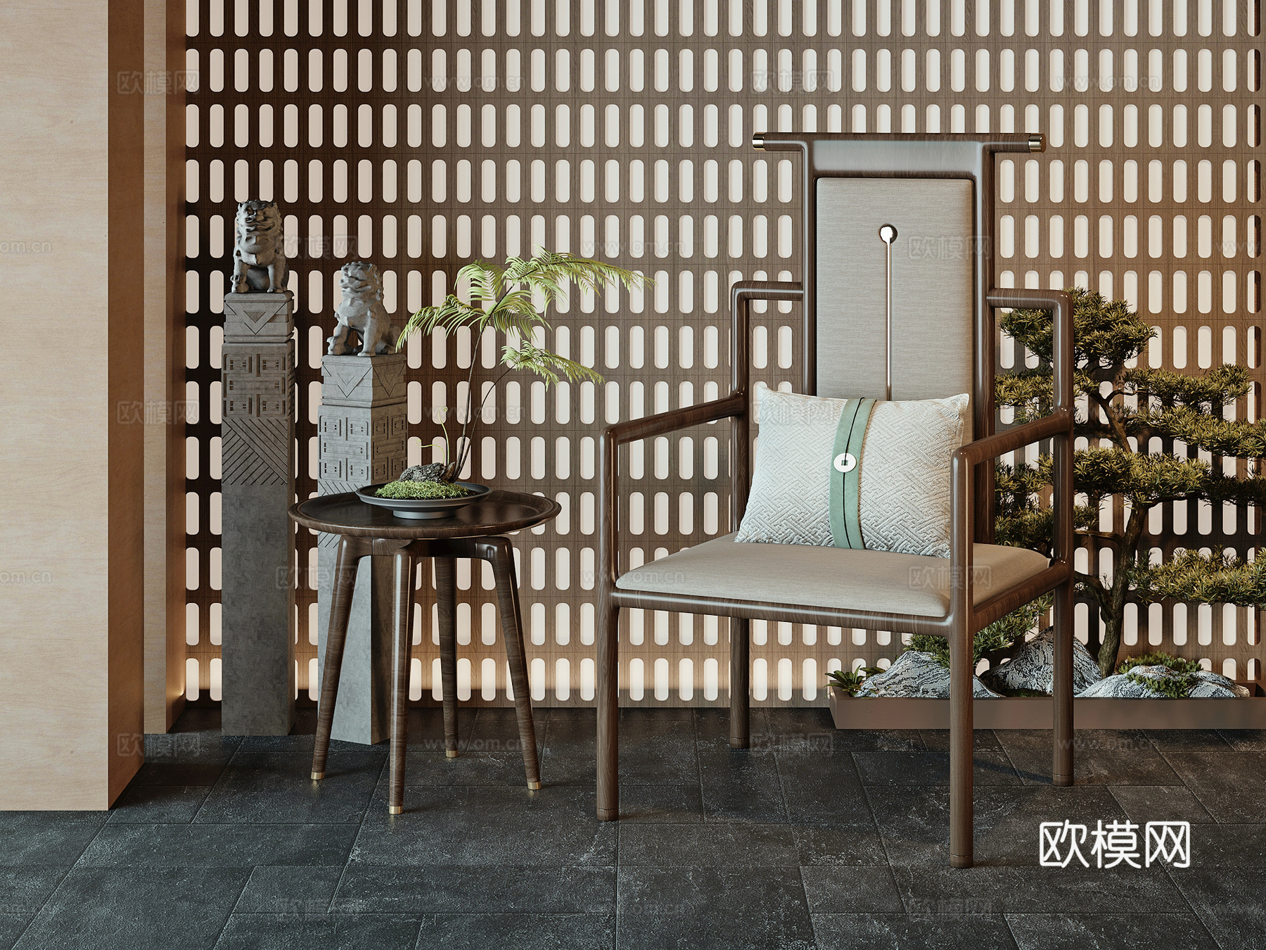 新中式椅子su模型