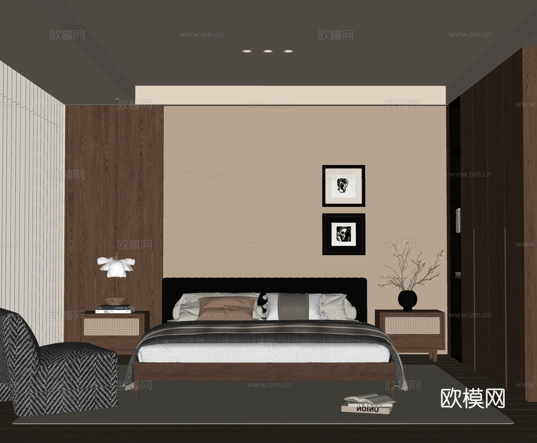 现代卧室su模型