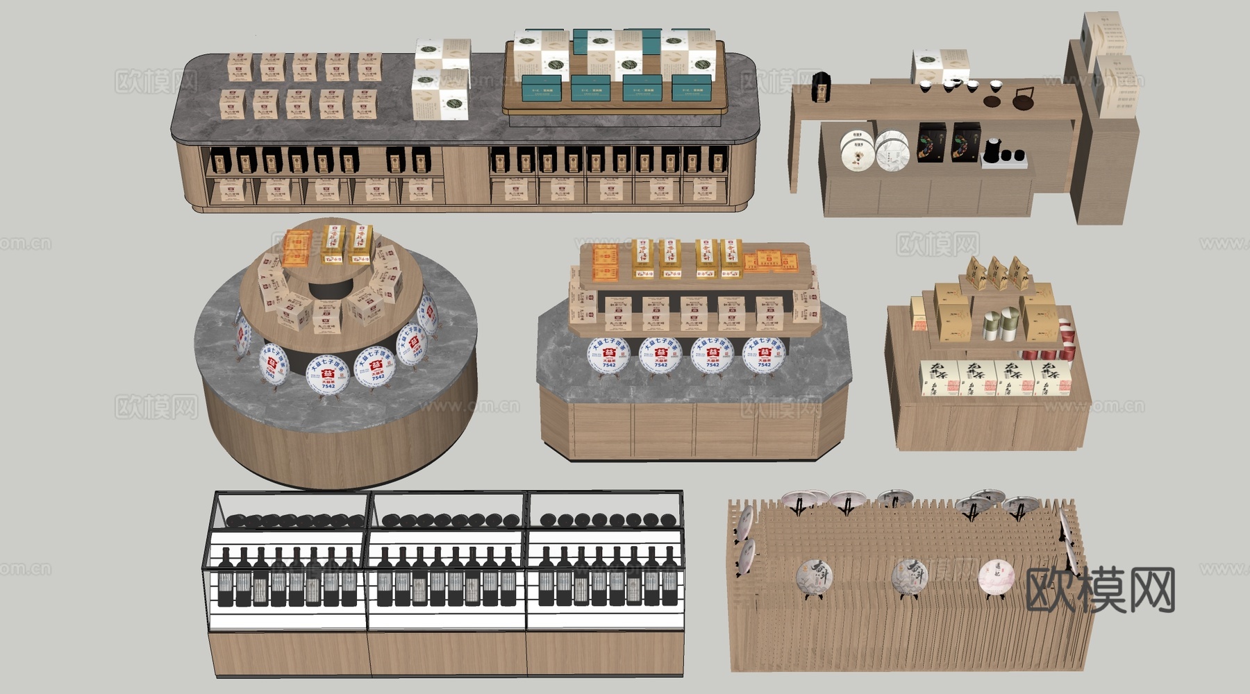 现代文创展台 文创展柜 文创展架 民俗小品su模型