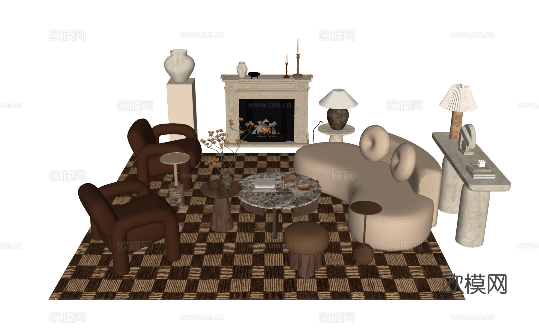 法式沙发组合su模型