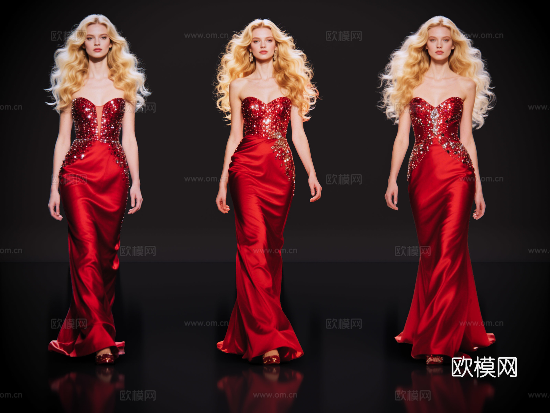 2D现代人物 T台走秀 时尚模特 晚礼服模特 现代美女su模型