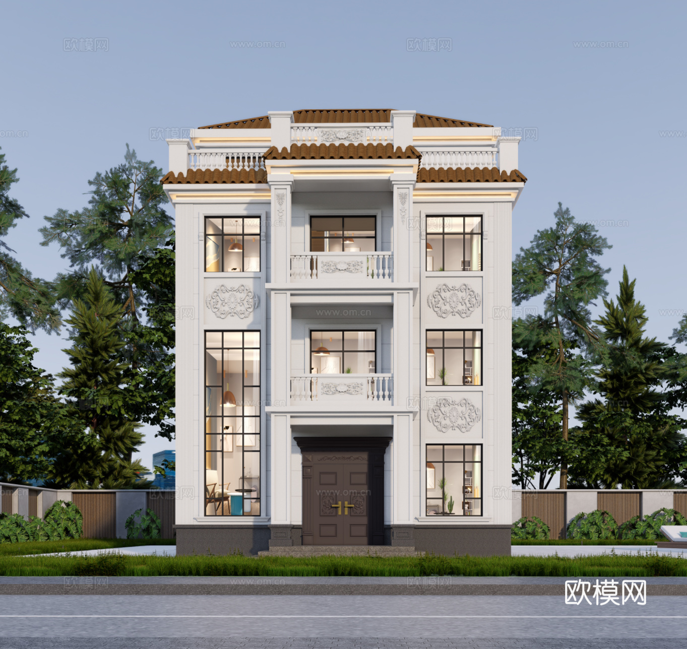 欧式别墅cad施工图+su模型+效果图cad施工图