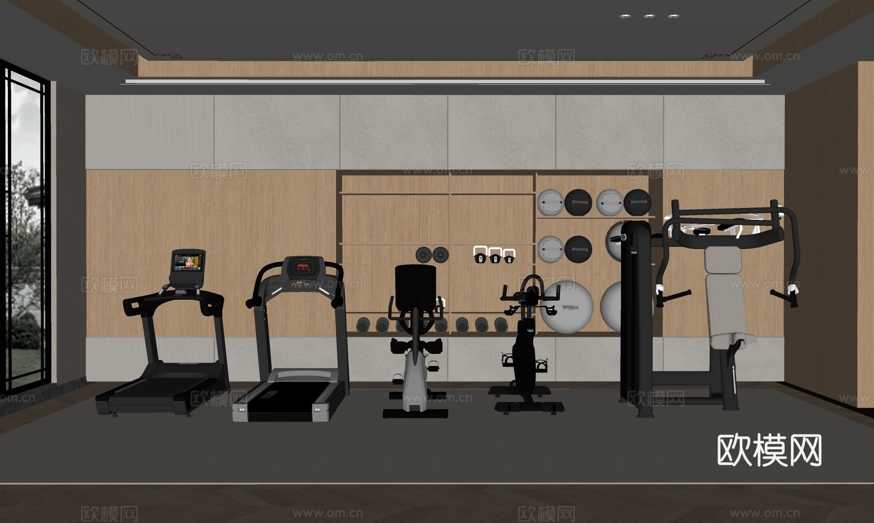 现代健身器材su模型