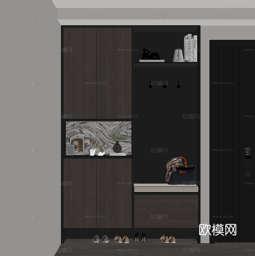 现代意式鞋柜 玄关柜su模型
