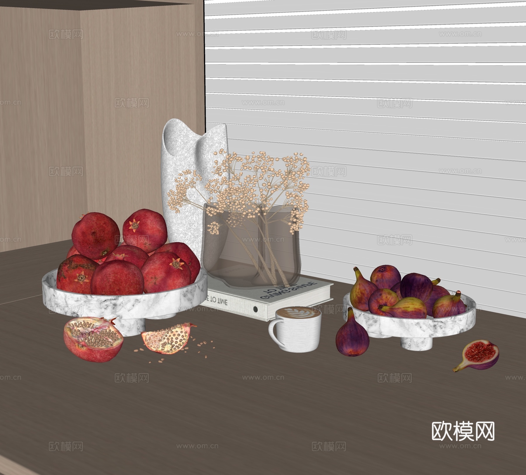 现代水果摆件花瓶su模型