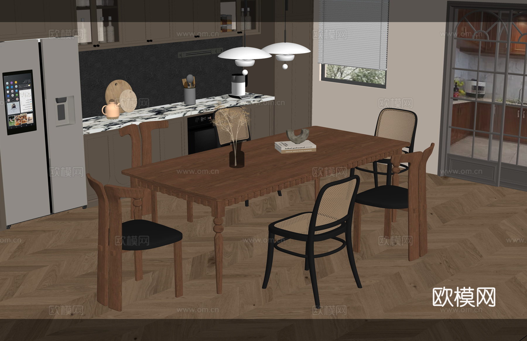 家装  客餐厅 餐厅 客厅su模型
