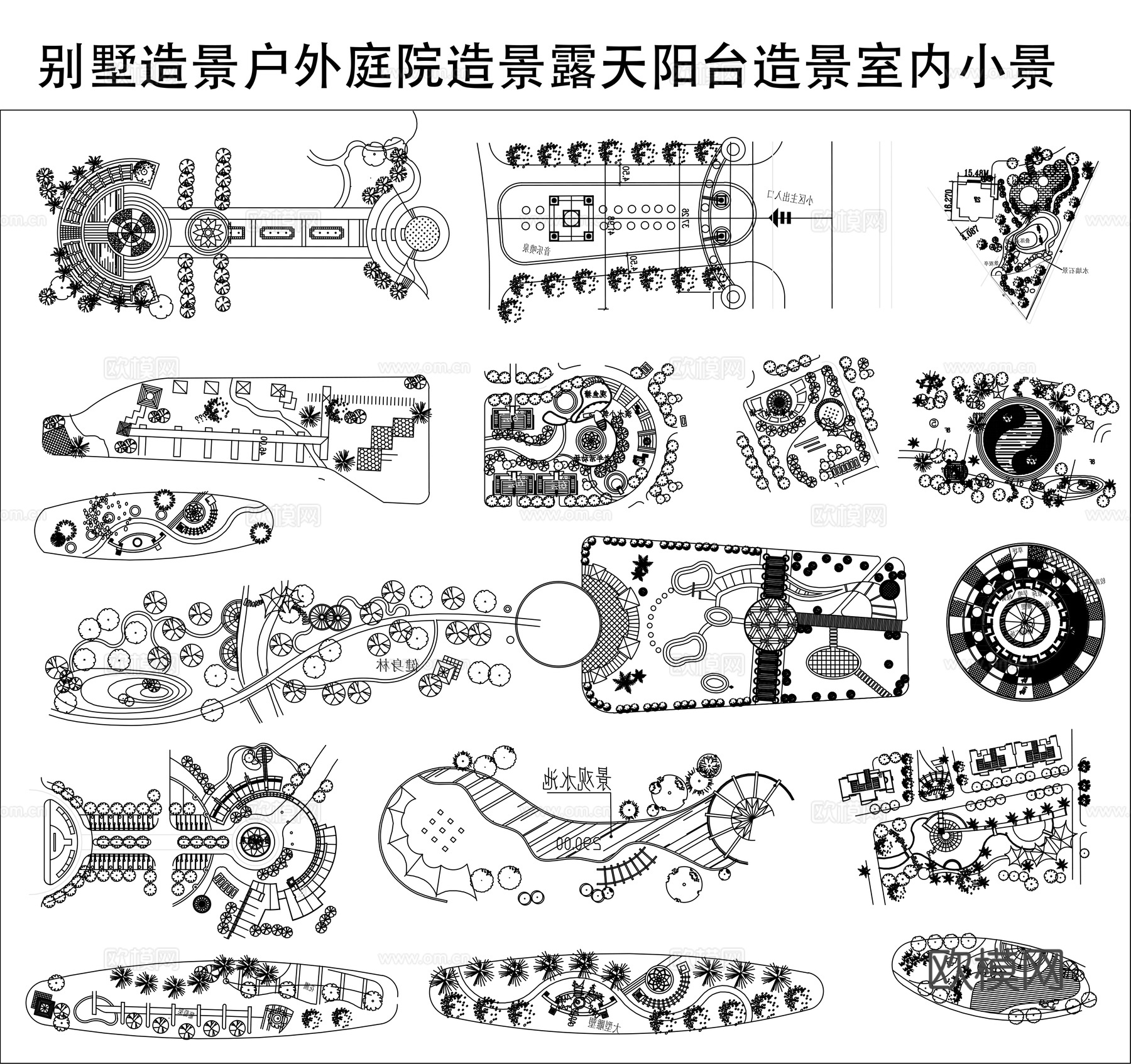别墅造景户外庭院造景阳台造景室内小景cad施工图下载（渲染图1）