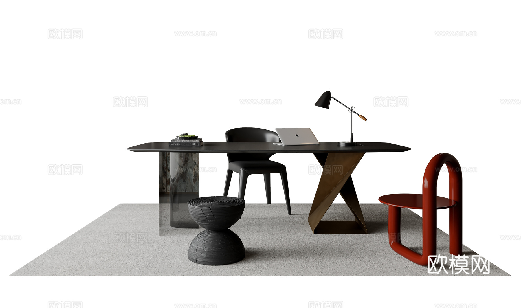 现代意式餐桌椅 岛台餐桌su模型
