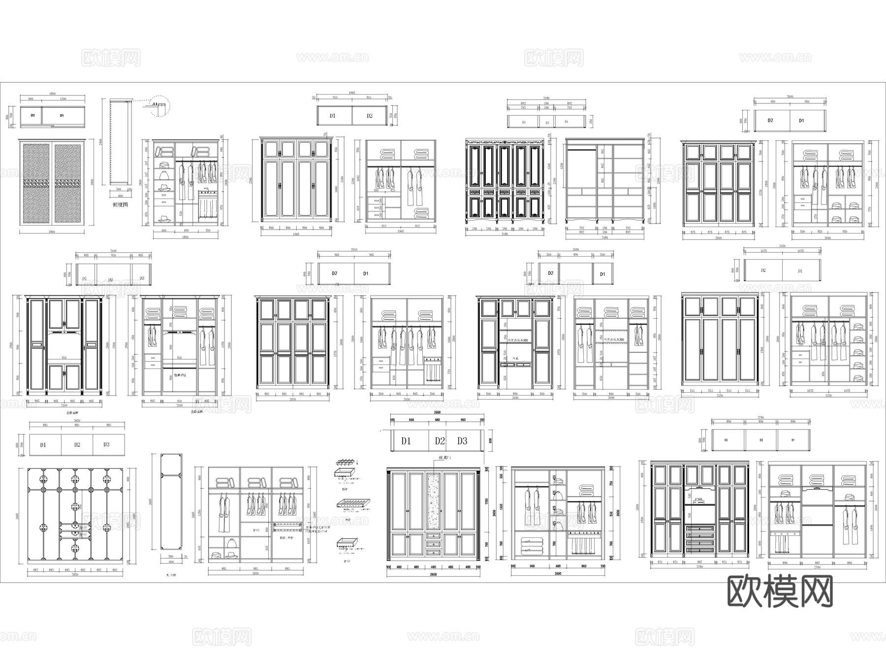 全屋定制衣柜 柜子 简欧衣柜 欧式衣柜 柜子立面图cad施工图下载（渲染图5）