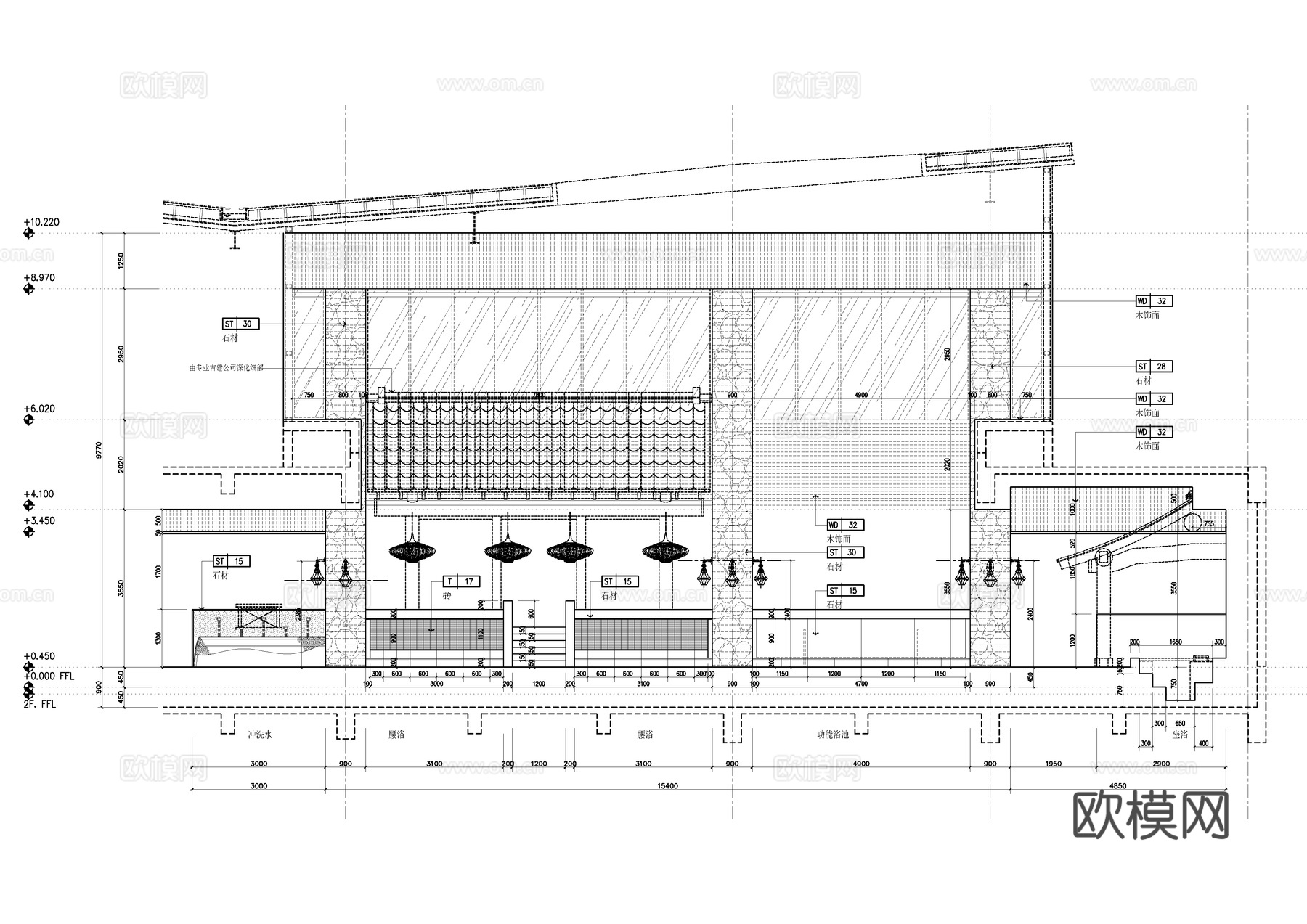 男子温泉洗浴中心施工详图 男子温泉大浴场 休闲娱乐会所 SPcad施工图cad施工图