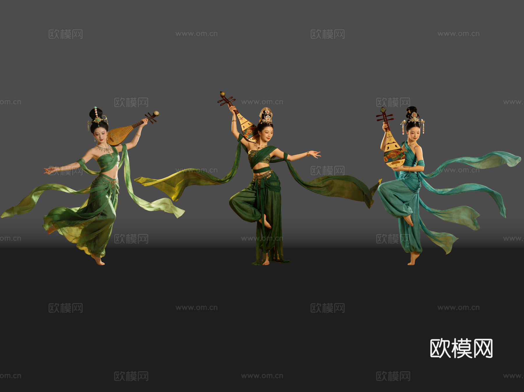 2D敦煌美女 敦煌舞蹈 古装美女 古典美人 跳舞su模型