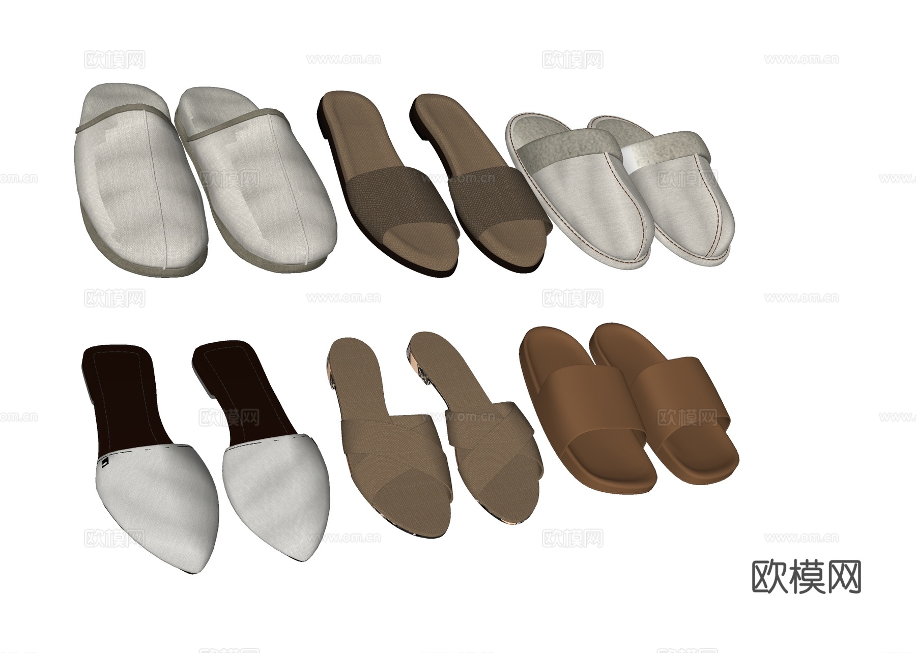 现代拖鞋su模型