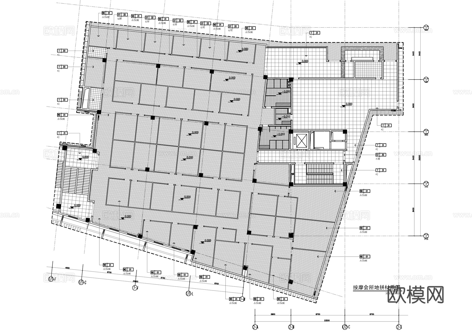 按摩理疗中心施工大样详图  休闲娱乐会所  养身洗浴水疗疗养cad施工图