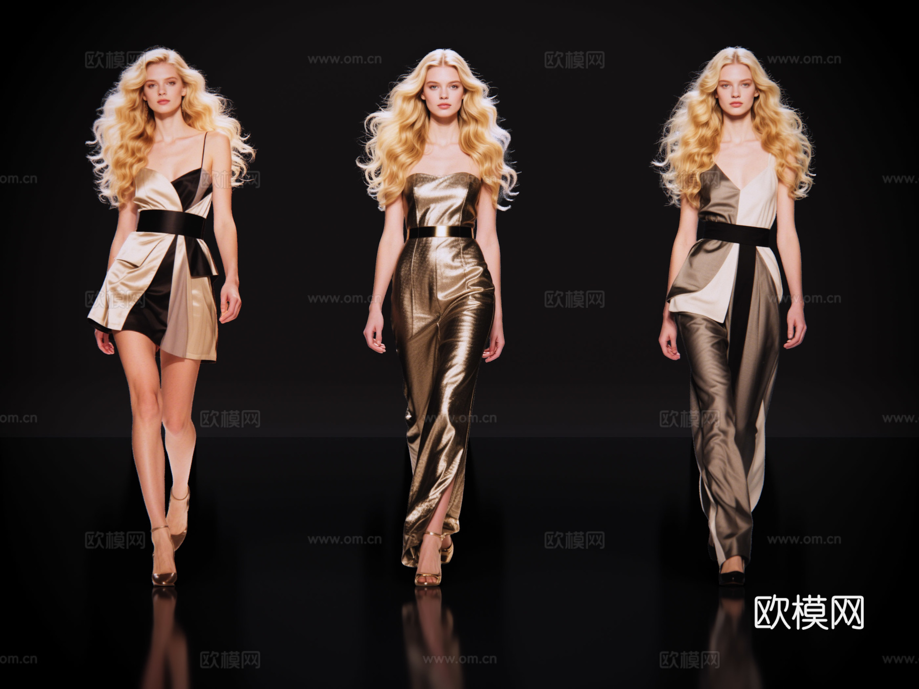 2D现代人物 T台走秀 时尚模特 晚礼服模特 现代美女su模型