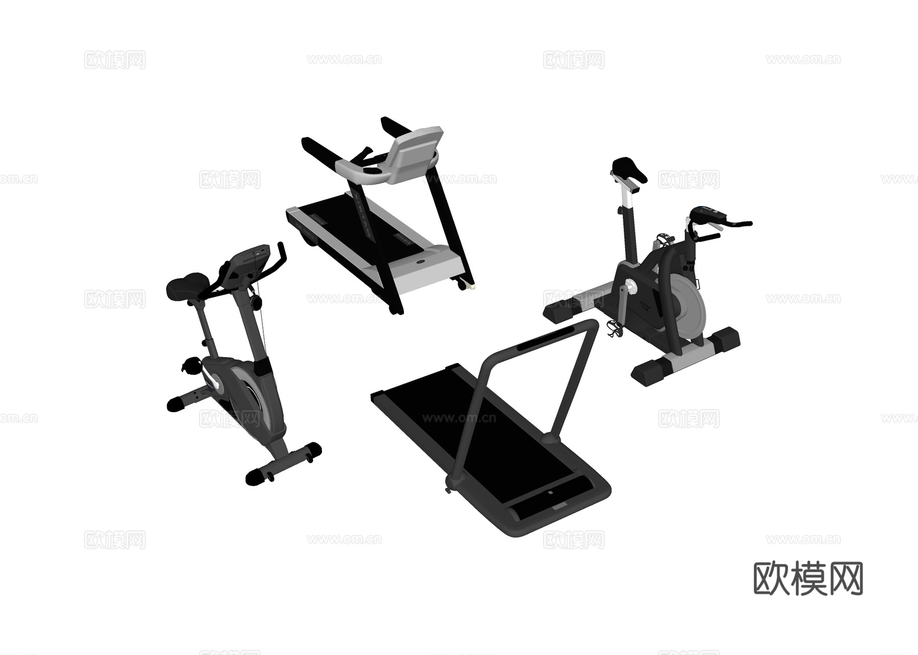 现代健身器材su模型