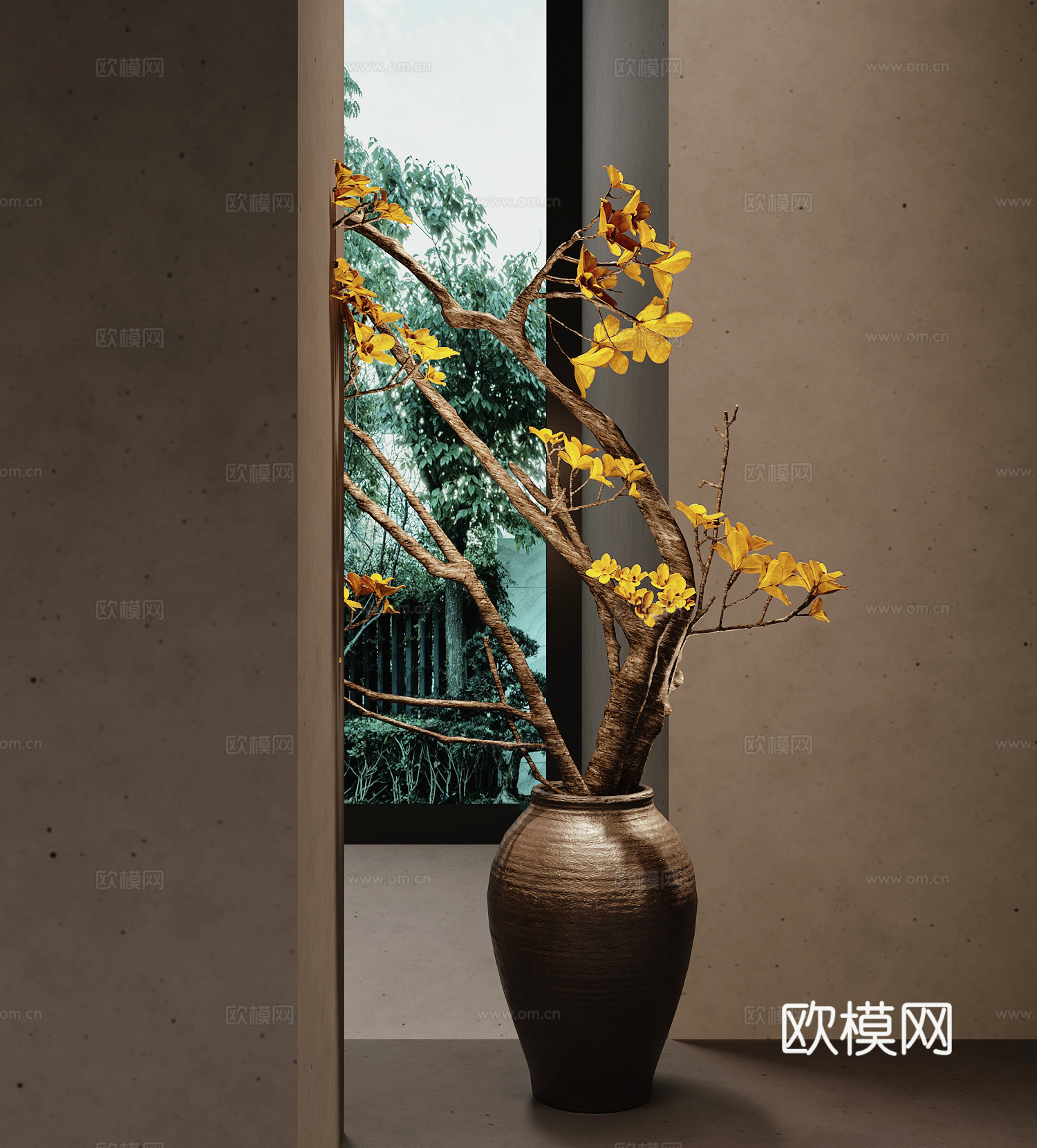 现代花瓶花艺插花su模型