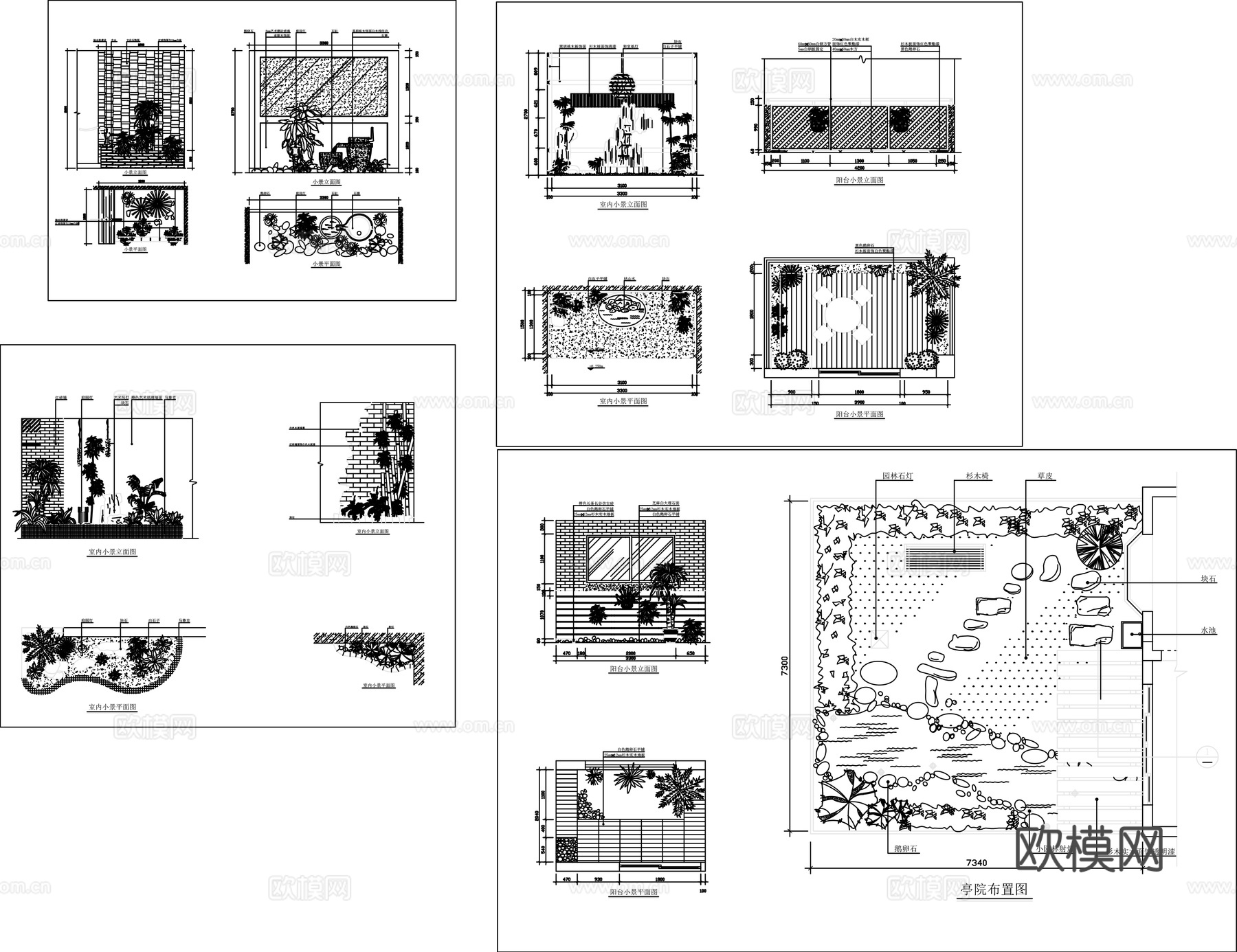 室内造景cad平面图cad施工图下载（渲染图4）