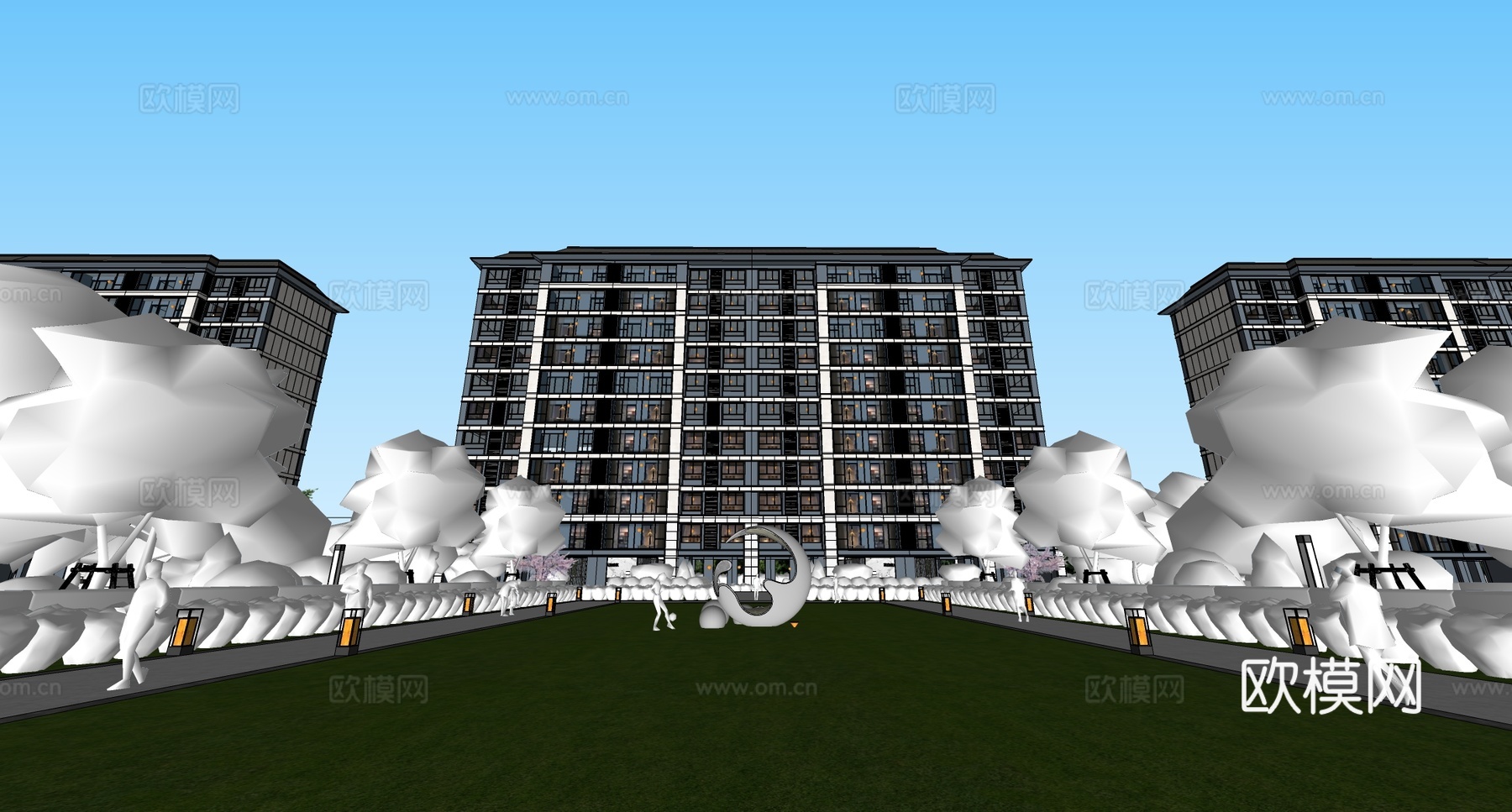 现代高层住宅  小区住宅建筑 高端住宅建筑su模型