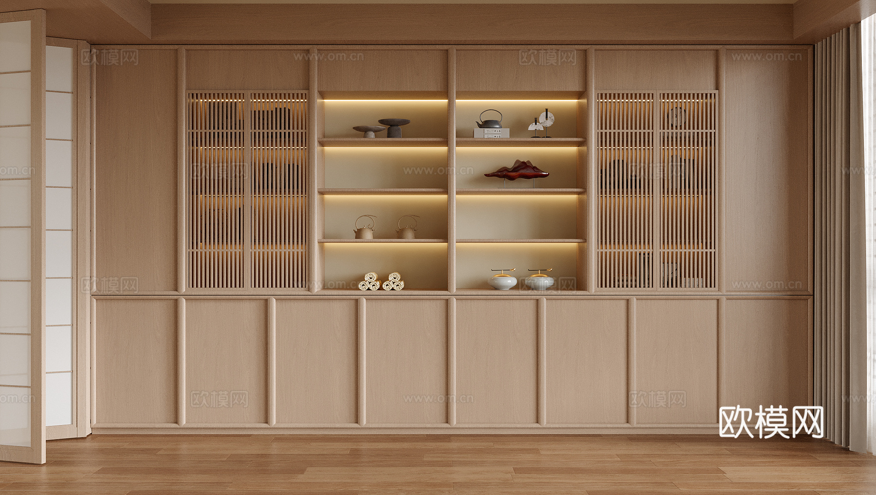 现代茶室柜 茶柜su模型