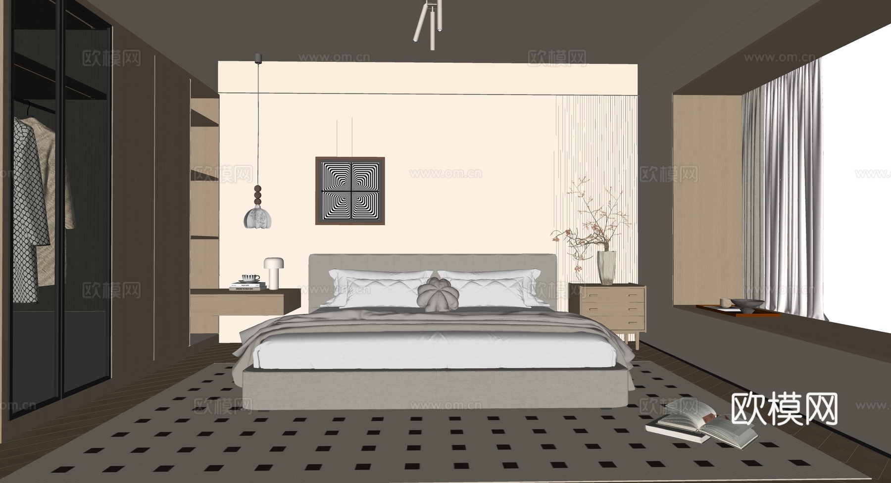侘寂风卧室su模型