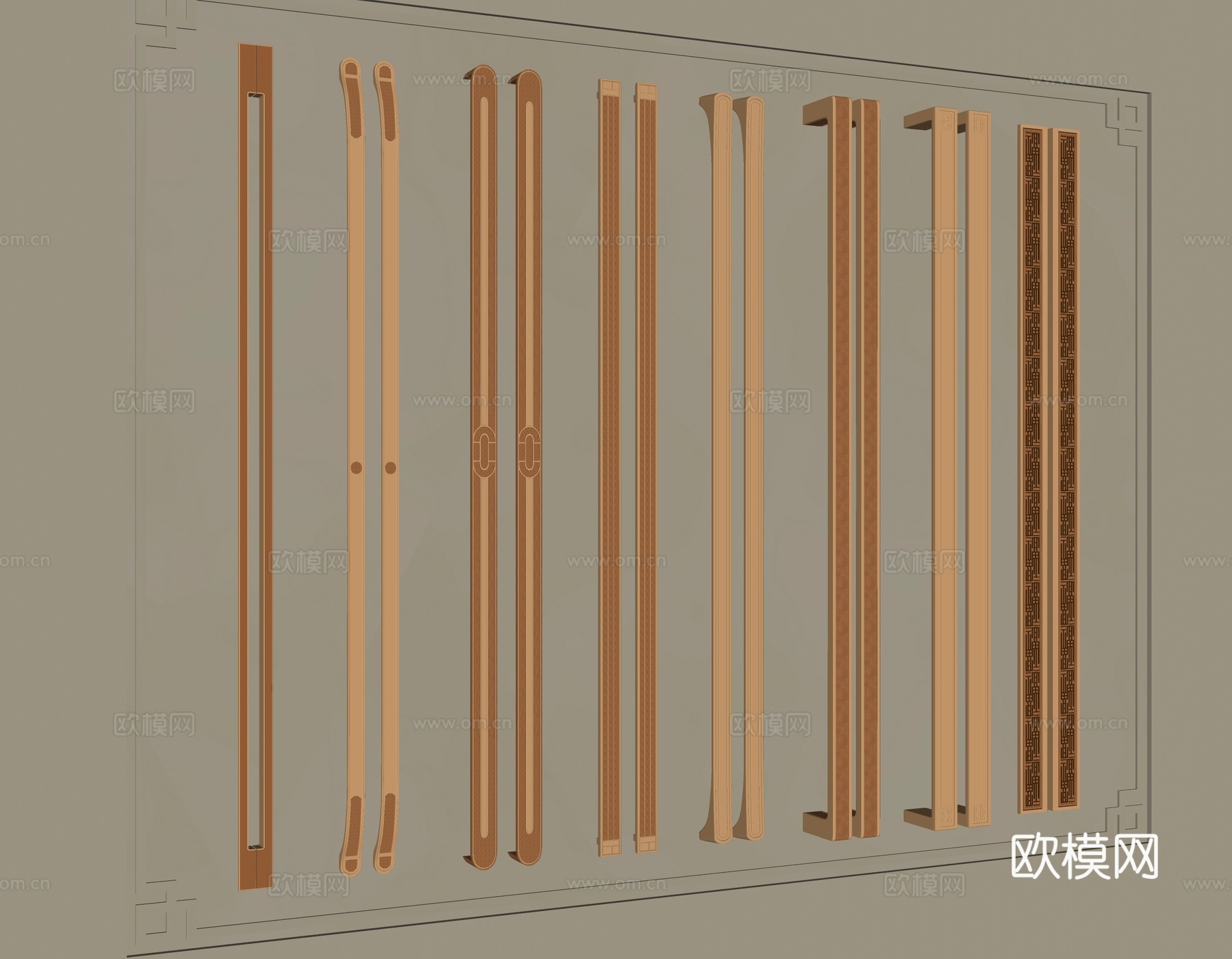 现代拉手门把手su模型