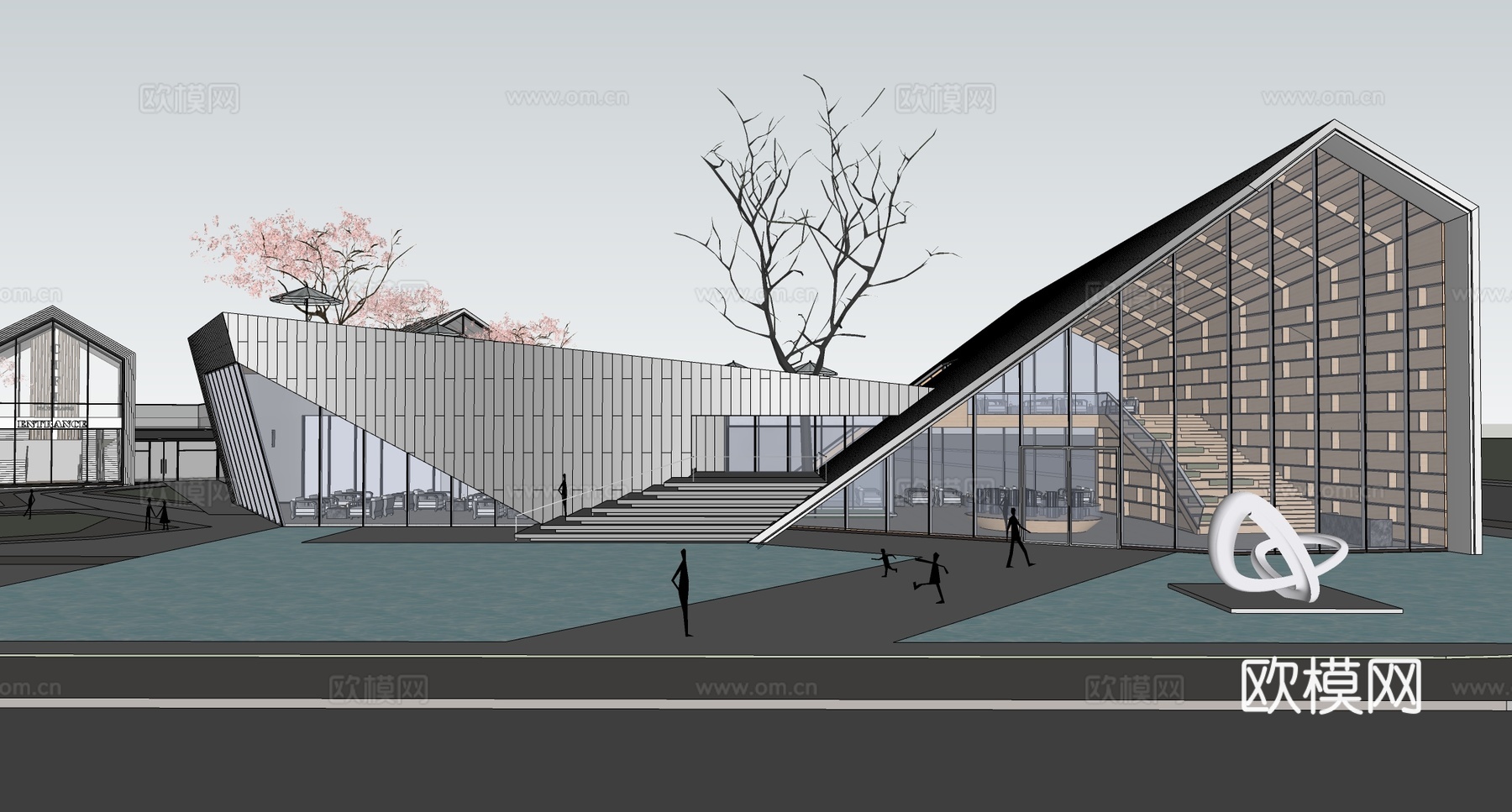 现代售楼处建筑 售楼部建筑su模型