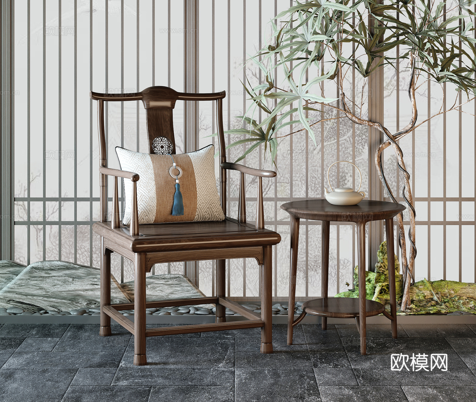 新中式太师椅su模型