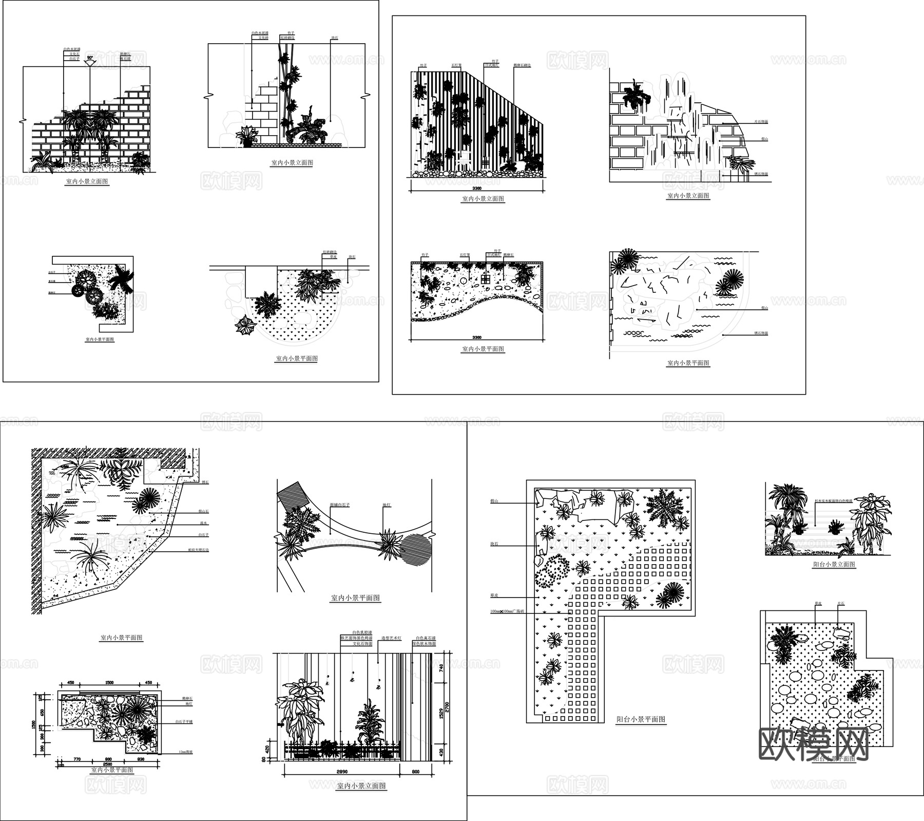 室内造景cad平面图cad施工图下载（渲染图2）