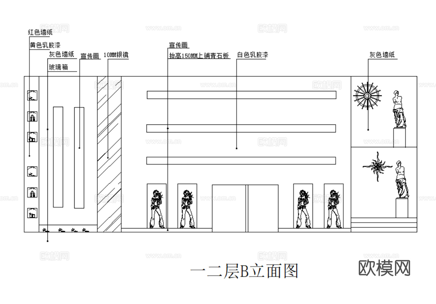 服装店 女装专卖店 男装专卖店 运动服装店 休闲服装店cad施工图