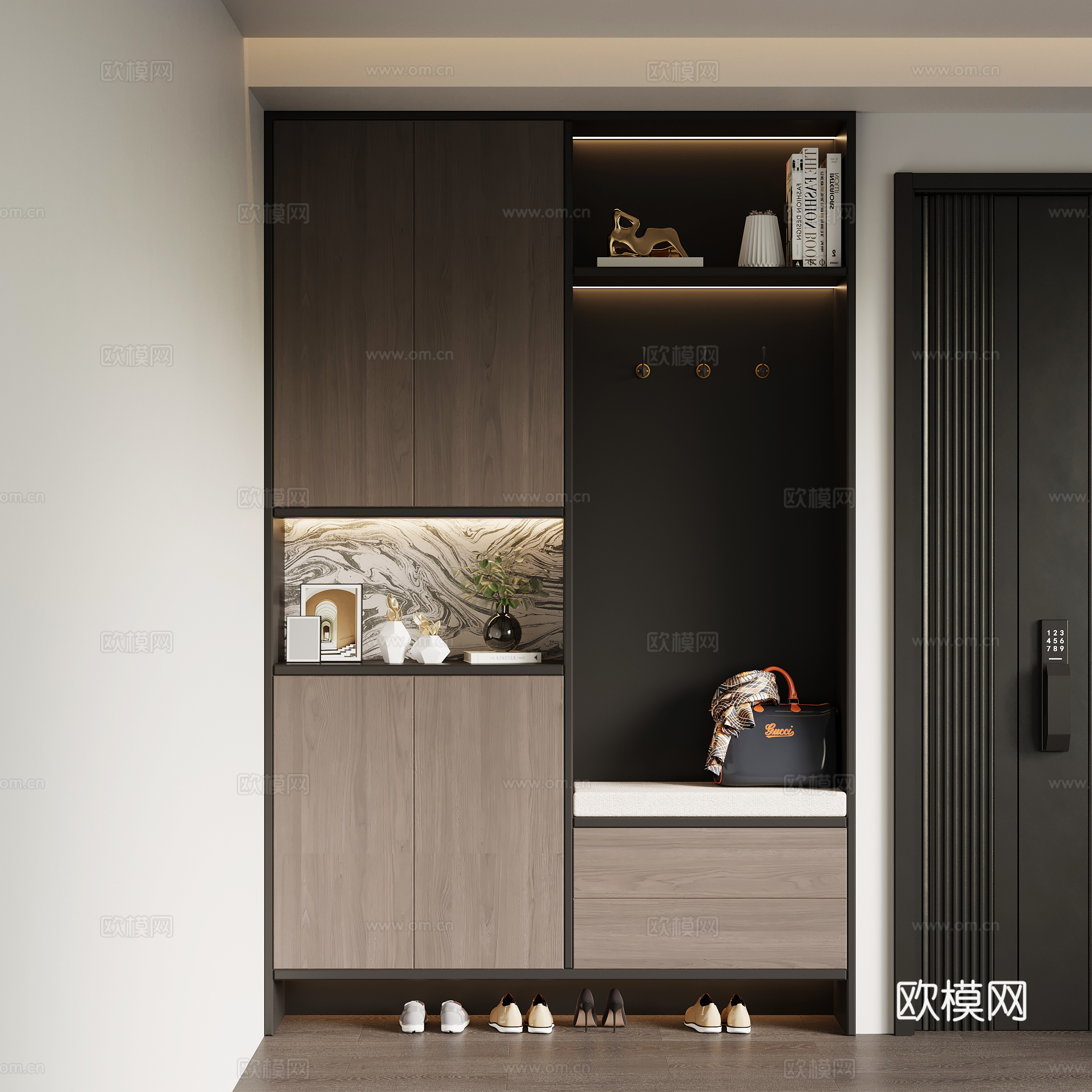 现代意式鞋柜 玄关柜su模型