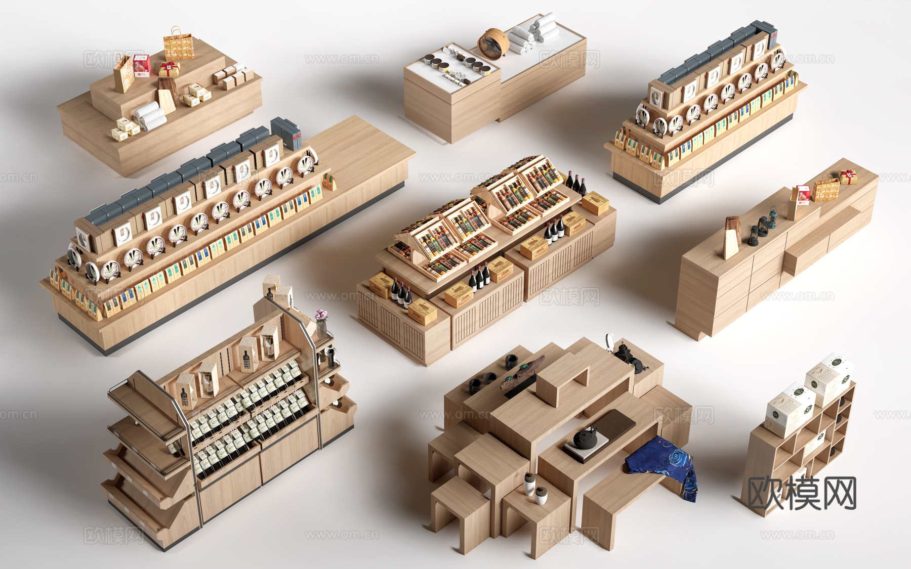 现代文创展台 文创展柜 文创展架 民俗小品su模型