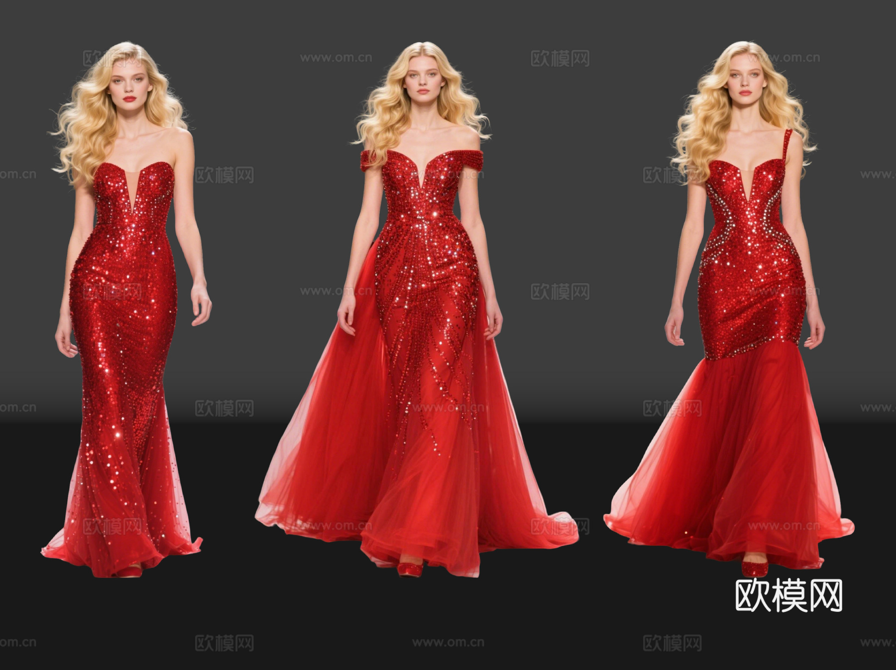 2D现代人物 T台走秀 时尚模特 晚礼服模特 现代美女su模型