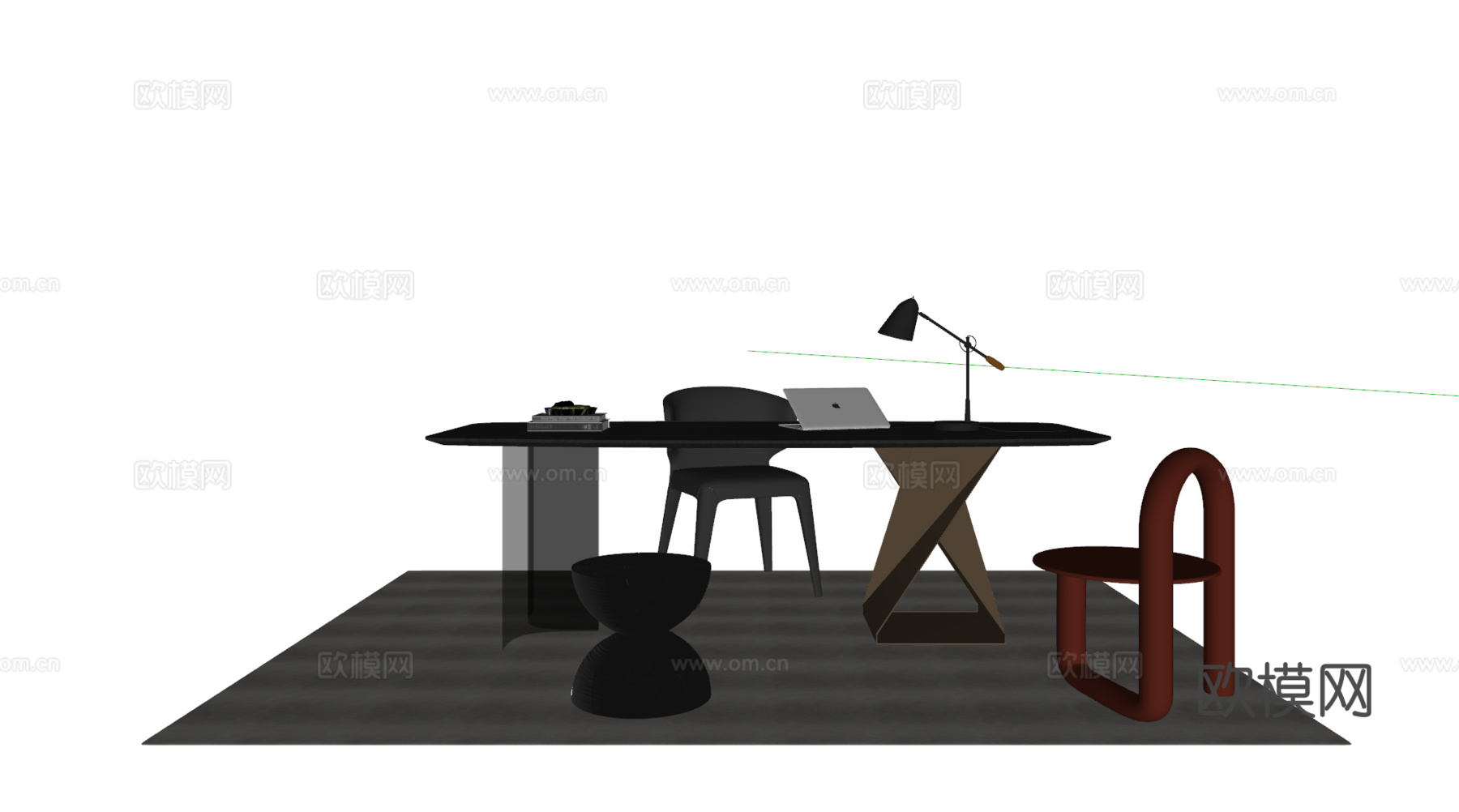现代意式餐桌椅 岛台餐桌su模型