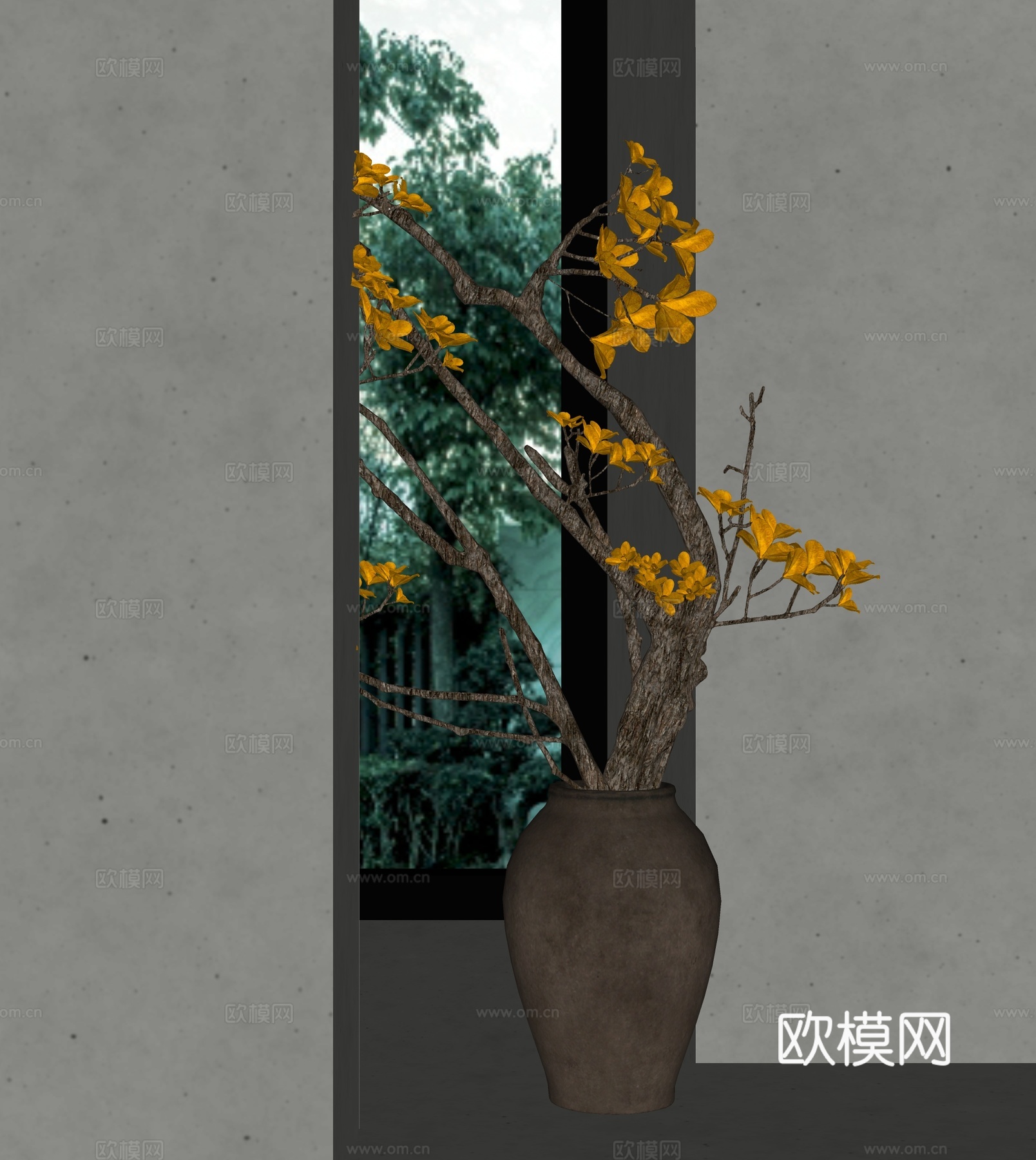 现代花瓶花艺插花su模型