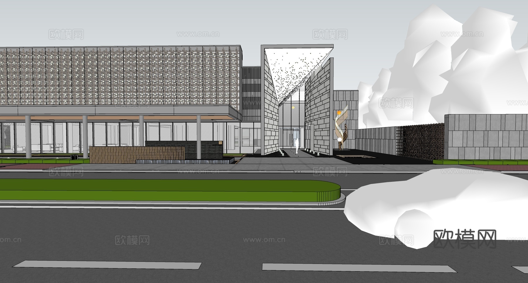 现代售楼处建筑 售楼部建筑su模型