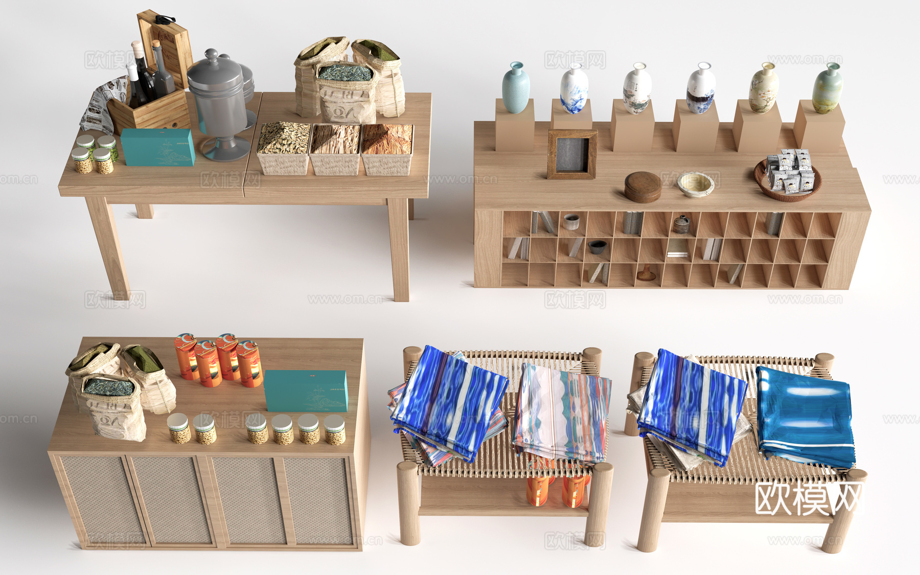 现代文创展台 文创展柜 文创展架 民俗小品su模型