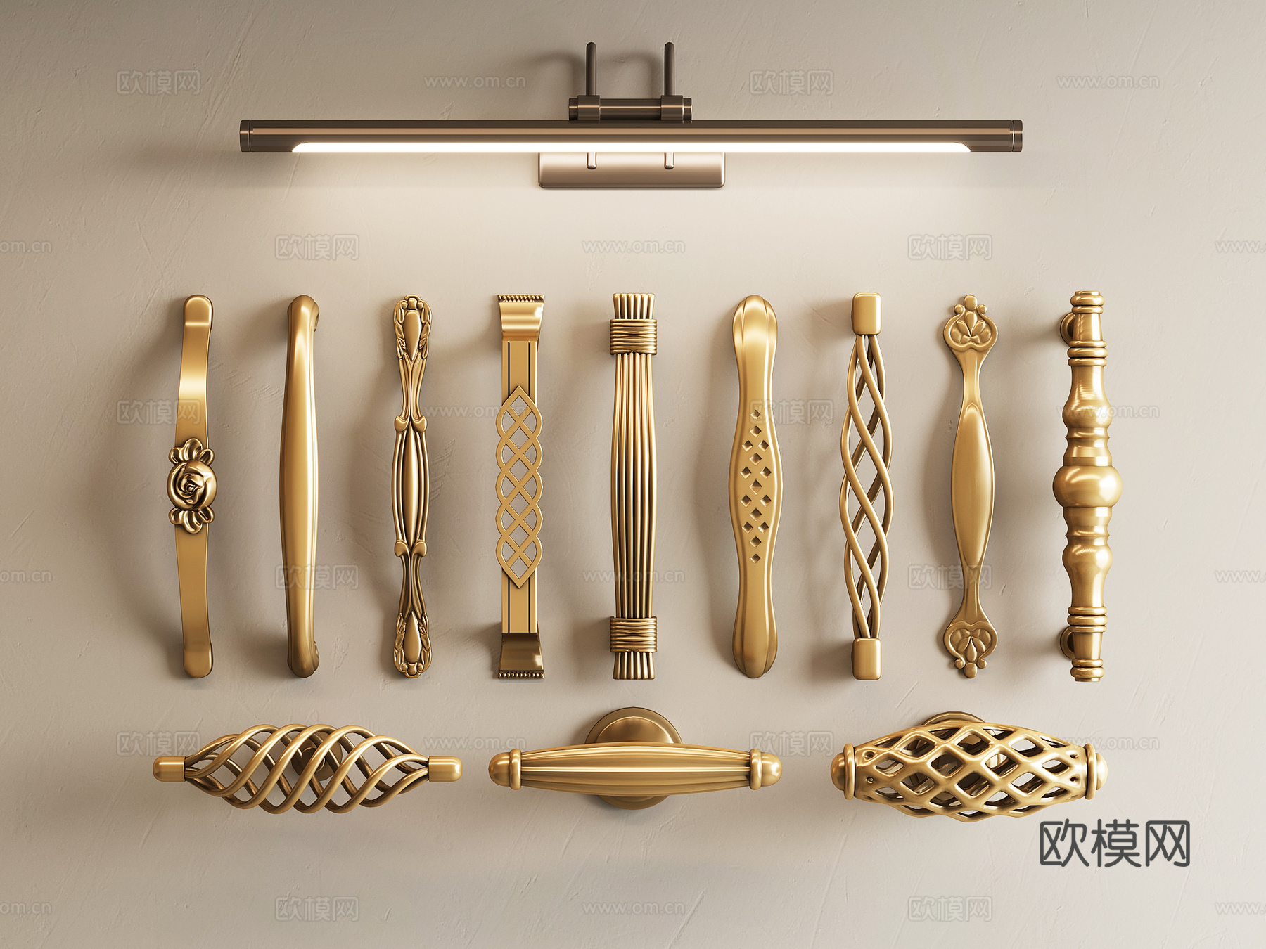 现代拉手门把手su模型