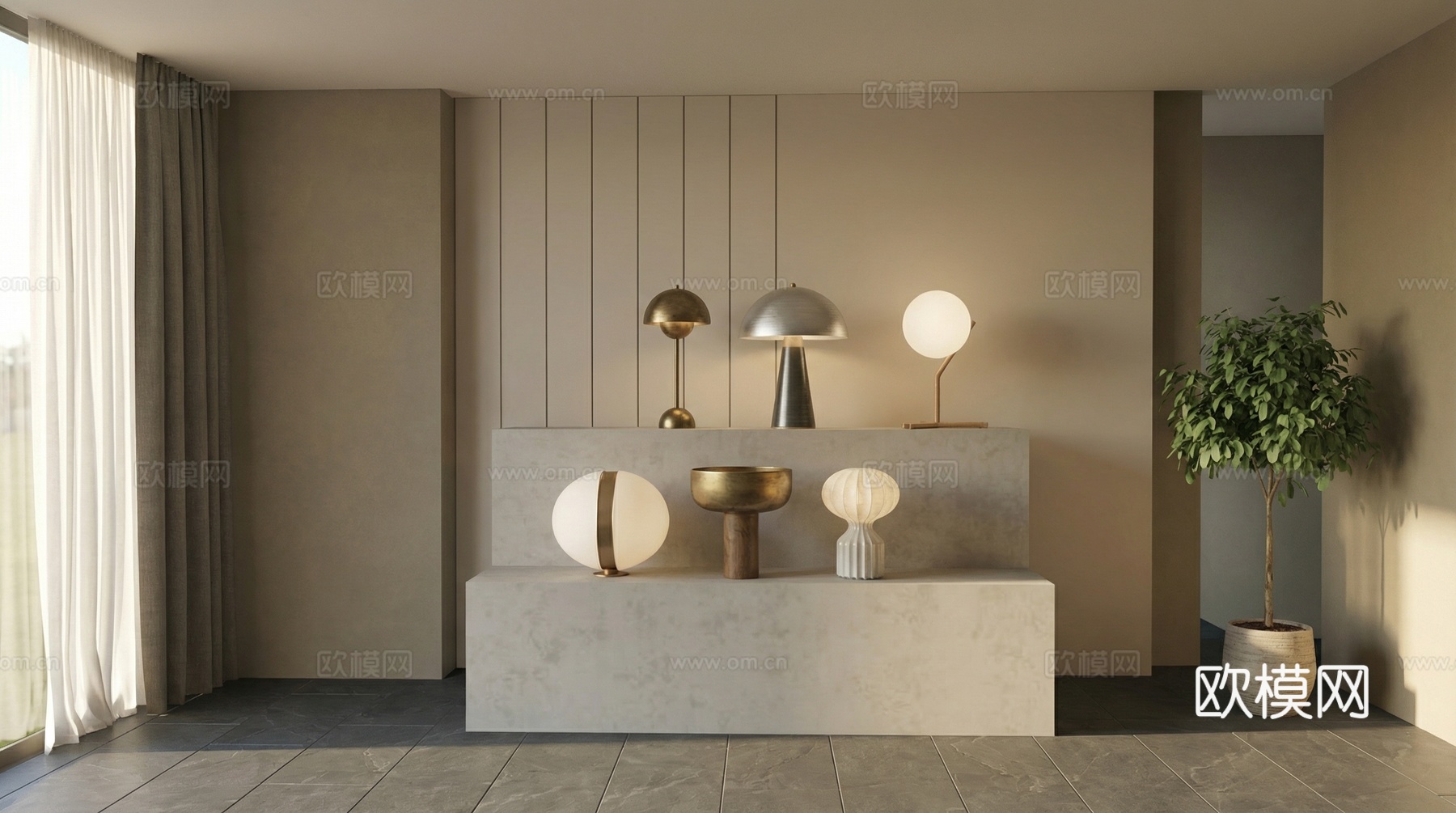 现代台灯 奶油台灯 侘寂台灯su模型