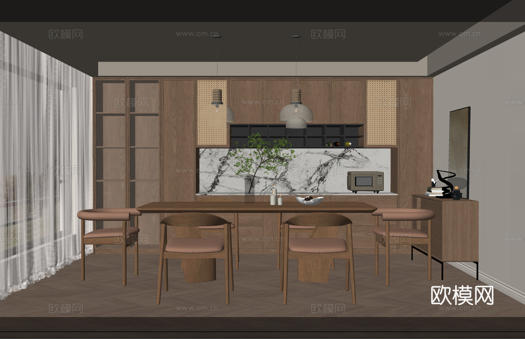 家装 客餐厅 茶餐厅 软装  客厅 餐厅su模型