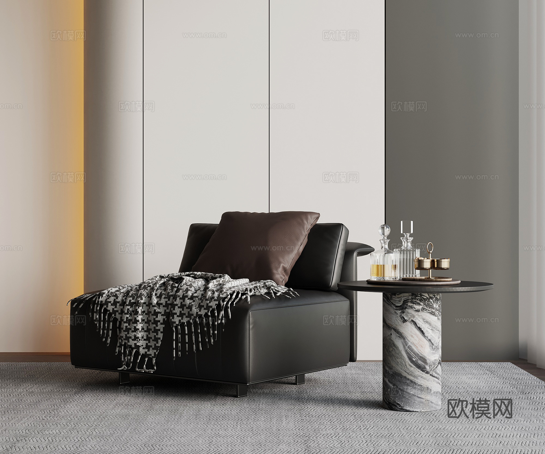 现代意式单人沙发su模型