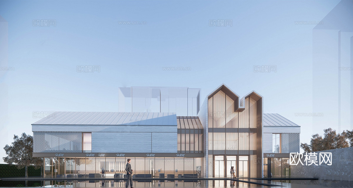 现代售楼处建筑 售楼部建筑 商业建筑su模型