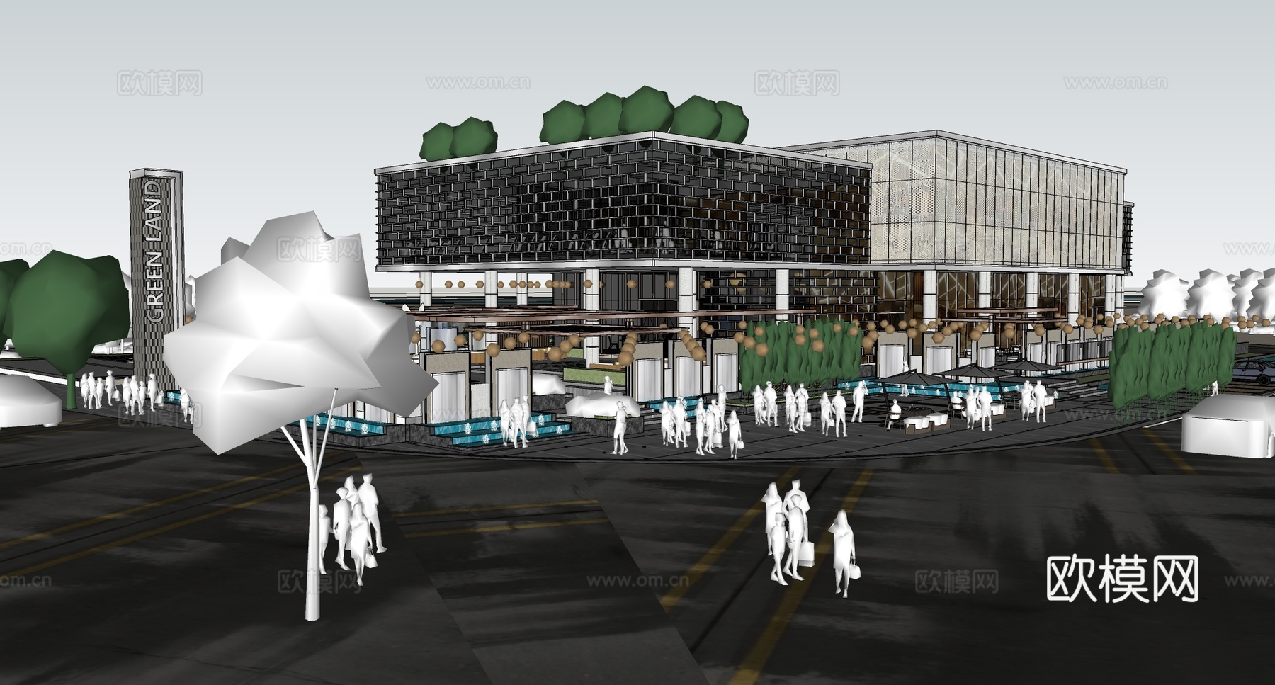 现代售楼处建筑 售楼部建筑su模型