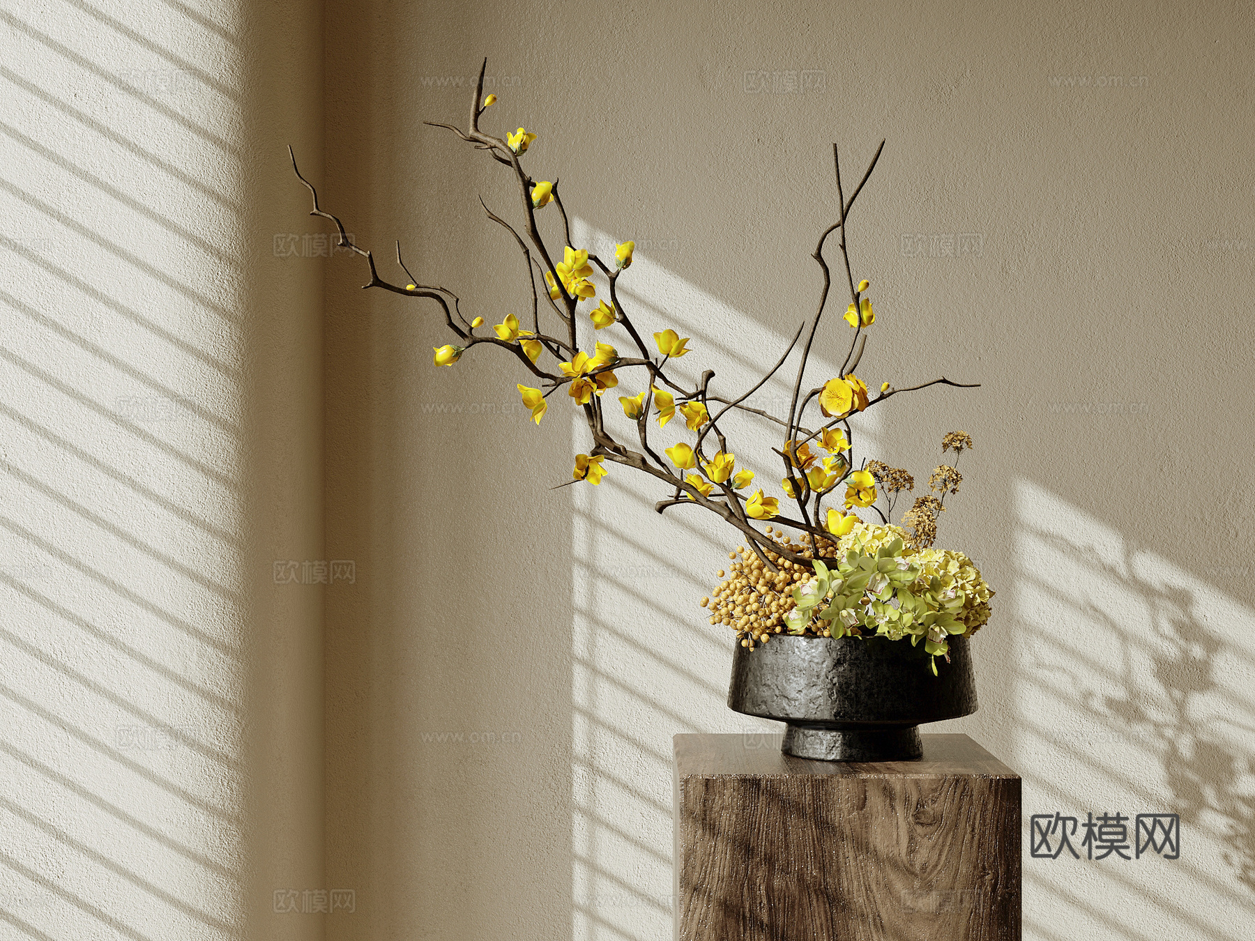 现代花瓶花艺插花su模型