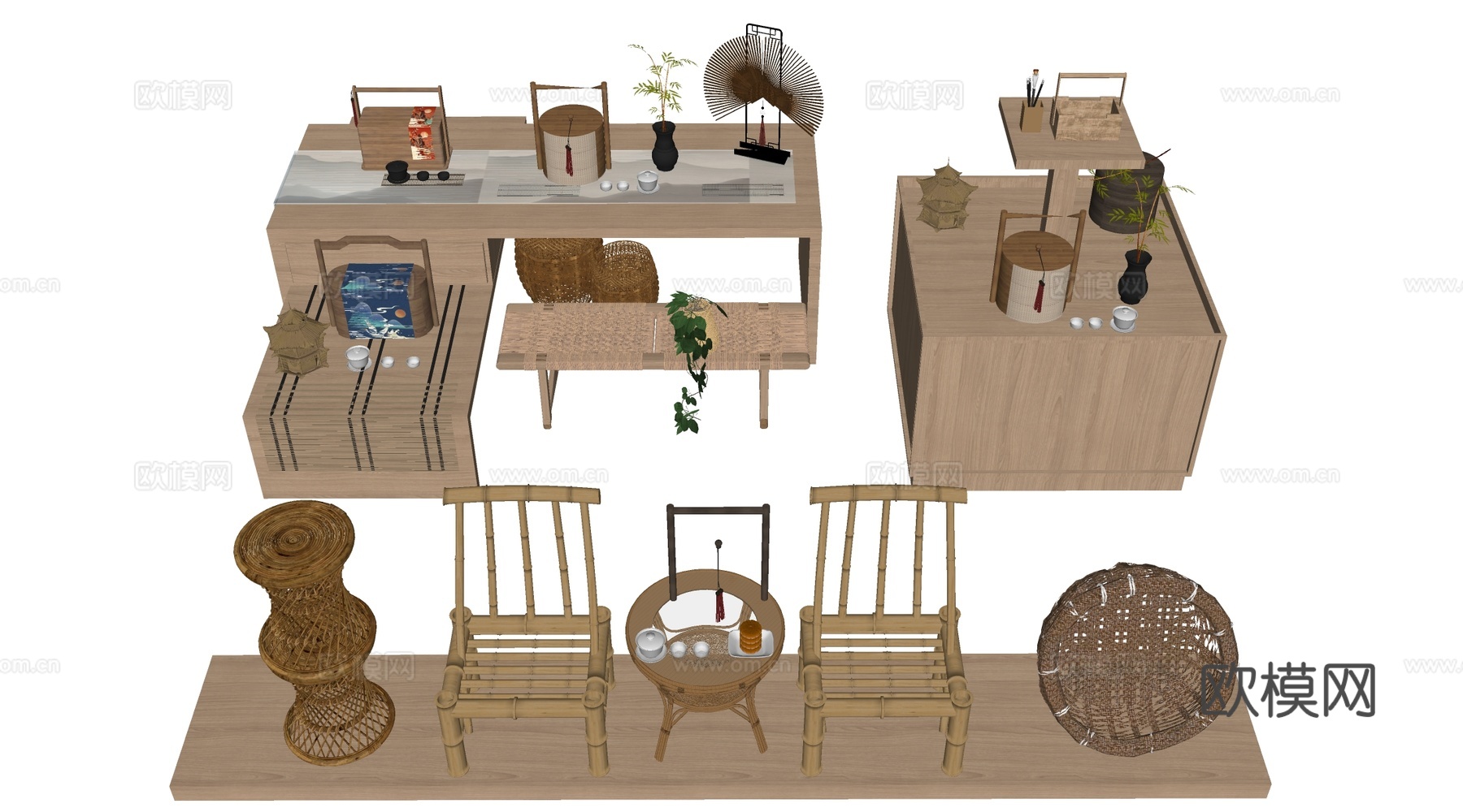 现代文创展台 文创展柜 文创展架 民俗小品su模型