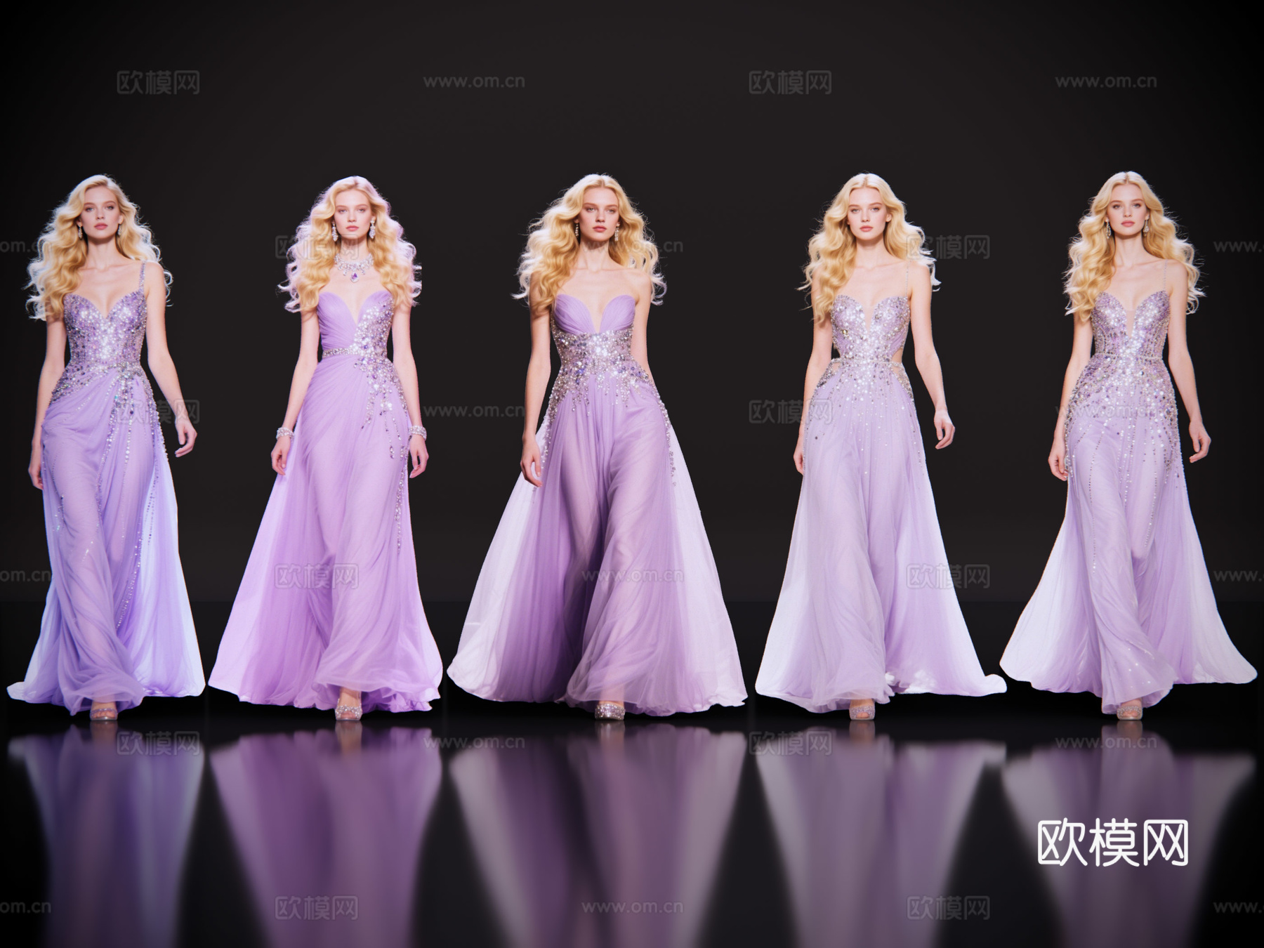 2D现代人物 T台走秀 时尚模特 晚礼服模特 现代美女su模型